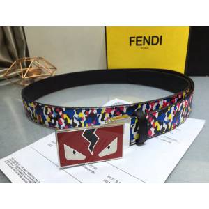 FENDI閃電琺瑯扣怪獸腰帶 芬迪雙面迷彩牛皮搭平紋牛皮腰帶  jjp1770