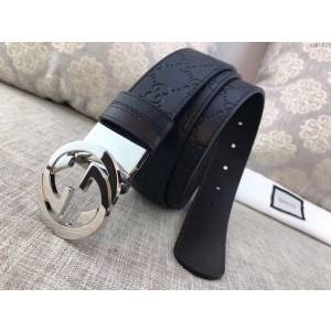 Gucci男士皮帶 古奇雙G轉扣腰帶  jjp1825