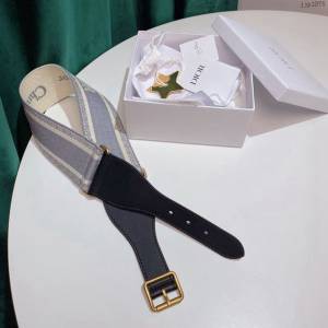 Dior女士腰帶 迪奧Christian Dior刺繡帆布皮帶  jjp1975