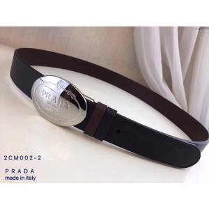 PRADA男士皮帶 普拉達烏木色牛皮雙面用腰帶  jjp2024