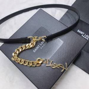 Saint Laurent女士皮帶 聖羅蘭YSL鏈條五金小牛皮腰帶  jjp2142