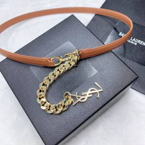 Saint Laurent女士皮帶 聖羅蘭YSL鏈條五金小牛皮腰帶  jjp2145