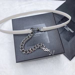 Saint Laurent女士皮帶 聖羅蘭YSL鏈條五金小牛皮腰帶  jjp2147