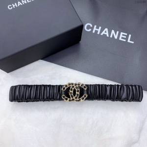 Chanel女士皮帶 香奈兒經典小羊皮鬆緊褲腰帶 香奈兒褶皺腰帶  jjp2148
