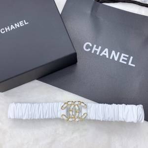 Chanel女士皮帶 香奈兒經典小羊皮鬆緊褲腰帶 香奈兒褶皺腰帶  jjp2150