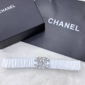 Chanel女士皮帶 香奈兒經典小羊皮鬆緊褲腰帶 香奈兒褶皺腰帶  jjp2151