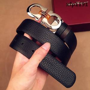 Ferragamo菲拉格慕 雙面進口頭層牛皮荔枝紋 獨特復古風格 精鋼扣 男士皮帶  xfp1191