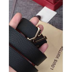 LV皮帶 經典LV腰帶系列 路易威登壓紋牛皮男士腰帶  xfp2119