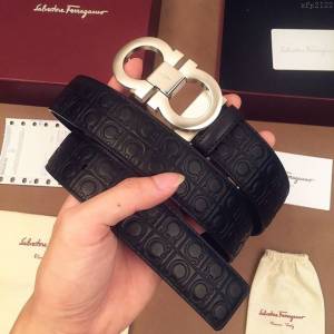 Ferragamo皮帶 雙面牛皮紮雙排花紋 菲拉格慕男士皮帶  xfp2122