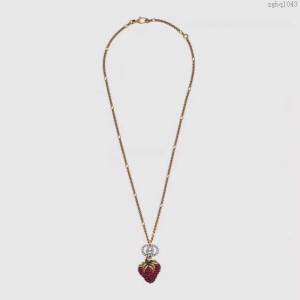 GUCCi飾品 古馳紅鑽草莓毛衣鏈 Gucci經典首飾  zgbq1043