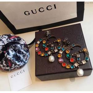 GUCCi飾品 古馳925純銀針耳環 Gucci時尚彩鑽施華洛世奇水晶珍珠 耳釘  zgbq1065