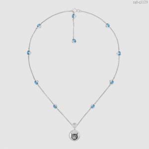 GUCCi飾品 古馳女手鏈 Gucci圓牌貓logo-beind for love 藍耀石項鏈  zgbq1129