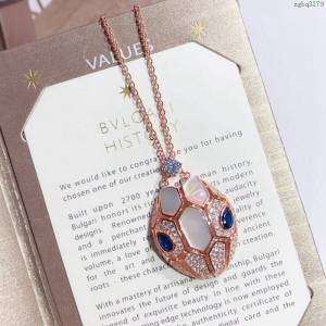 Bvlgari飾品 寶格麗蛇系列白金藍寶石項鏈  zgbq3179