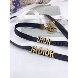 Dior飾品 迪奧經典熱銷款黑繩絲帶字母款項鏈手鏈  zgd1076