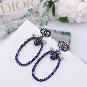 Dior飾品 迪奧經典熱銷款CD蜜蜂藍鑽圓環耳環耳吊  zgd1146