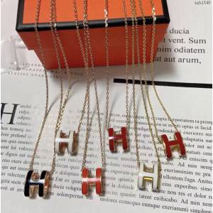 Hermes首飾品 愛馬仕高品質女款項鏈 Hermes琺瑯H項鏈  zgh1549