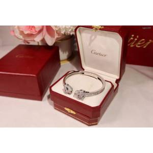 Cartier首飾品 卡地亞霸氣豹頭滿鑽爆款手鐲 Cartier豹子手鐲  zgk1330