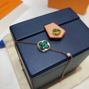 Louis Vuitton純銀飾品 路易威登天然孔雀石手鏈 LV單花單鑽手鏈  zglv2142