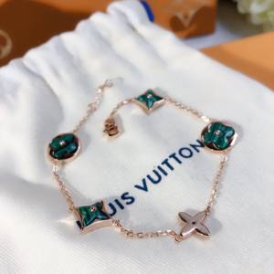 Louis Vuitton純銀飾品 路易威登天然孔雀石手鏈 LV五花手鏈  zglv2144