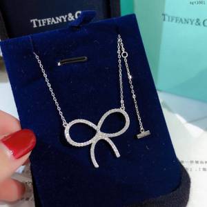 Tiffany純銀飾品 蒂芙尼女士專櫃爆款925純銀大號蝴蝶結項鏈  zgt1661