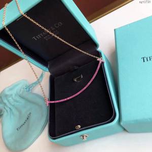 Tiffany純銀飾品 蒂芙尼女士專櫃爆款笑臉大號粉鑽項鏈 Tiffany純銀鎖骨鏈  zgt1720