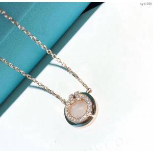 Tiffany純銀飾品 蒂芙尼女士專櫃爆款圓圈雙T白貝圓盤項鏈 Tiffany純銀鎖骨鏈  zgt1758