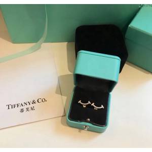 Tiffany純銀飾品 蒂芙尼女士專櫃爆款雙T微笑耳釘耳環  zgt1774