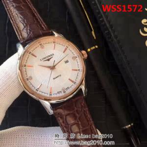 LONGINES浪琴 精鋼表殼 真皮錶帶 休閒商務男士腕表  WSS1572