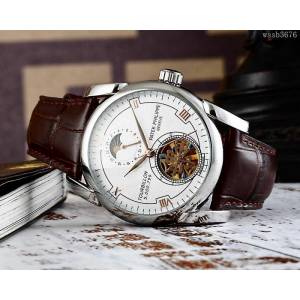 百達翡麗PATEK PHILPPE 全自動機械機芯 316精鋼表殼 進口小牛皮錶帶 男士腕表  wssb3676