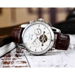 百達翡麗PATEK PHILPPE 全自動機械機芯 316精鋼表殼 進口小牛皮錶帶 男士腕表  wssb3779