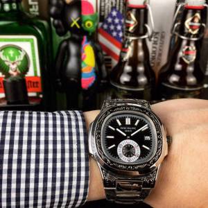 百達翡麗PATEK PHILPPE 鸚鵡螺系列 全自動機械機芯 精鋼雕花錶帶 男士腕表  wssb4275