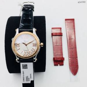 肖邦專櫃複刻女表 HappySport頂級鱷魚皮錶帶女士腕表  gjs1902