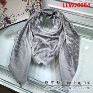 GUCCI古馳 頂級原單 經典斜紋雙色羊絨圍巾 LLWJ6084