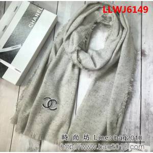 CHANEL香奈兒純正出口尾單 手工燙鑽名媛風長款圍巾 LLWJ6149