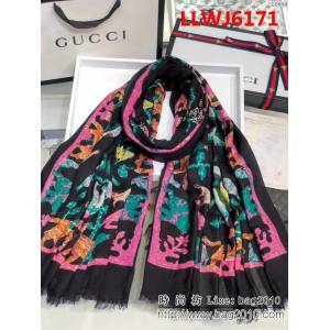 GUCCI古馳 2018專櫃新款 花卉印花純羊絨圍巾 G086 LLWJ6171