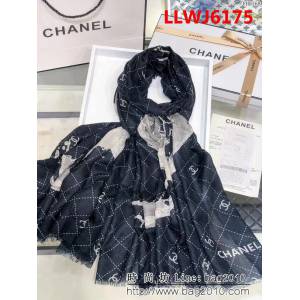 CHANEL香奈兒 2018專櫃最新款 名媛風格印花羊絨圍巾 CH016 LLWJ6175