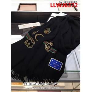 GUCCI古馳專櫃管道 純手工縫珠山羊絨徽標披肩 LLWJ6372