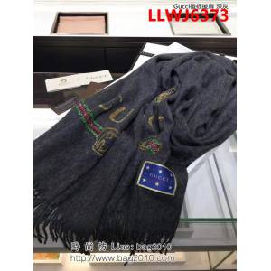 GUCCI古馳專櫃管道 純手工縫珠山羊絨徽標披肩 LLWJ6373
