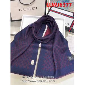 GUCCI古馳 2018專櫃最新款絲羊毛圍巾 男女同款 G117 LLWJ6377