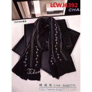 CHANEL香奈兒  2018專櫃原版 真絲羊毛刺繡長巾 YSM1866 LLWJ6392