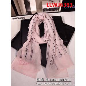 CHANEL香奈兒  2018專櫃原版 真絲羊毛刺繡長巾 YSM1866 LLWJ6393
