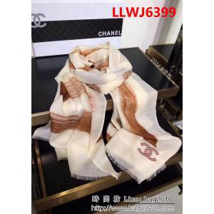 CHANEL香奈兒爆款 blingbling香家名媛風格雙C刺繡圍巾 2514 LLWJ6399