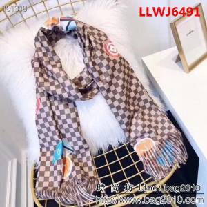 路易威登LV經典印花格子配色圍巾 LLWJ6491