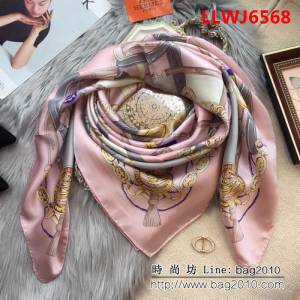 HERMES愛馬仕2018專櫃新品真絲緞面燙金大方巾 LLWJ6568