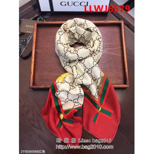 GUCCI古馳官網同步 爆新品斜紋真絲圍巾 披肩 2YSG6098 LLWJ6579