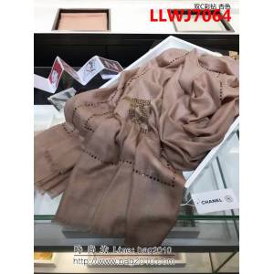 CHANEL香奈兒頂級原單雙C彩鑽 純羊絨燙鑽圍巾  LLWJ7064