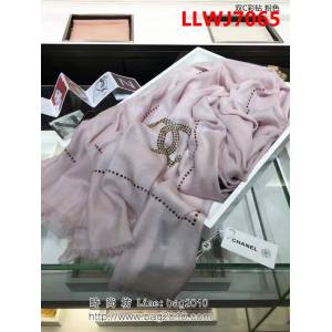 CHANEL香奈兒頂級原單雙C彩鑽 純羊絨燙鑽圍巾  LLWJ7065