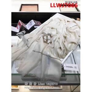 CHANEL香奈兒頂級原單雙C彩鑽 純羊絨燙鑽圍巾  LLWJ7066