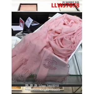 CHANEL香奈兒 年度新品小香羊絨工藝款 雙C金線格紋圍巾 LLWJ7078