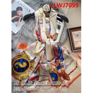 HERMES愛馬仕2018專櫃新品真絲喬其緞長巾 火爆款 LLWJ7099